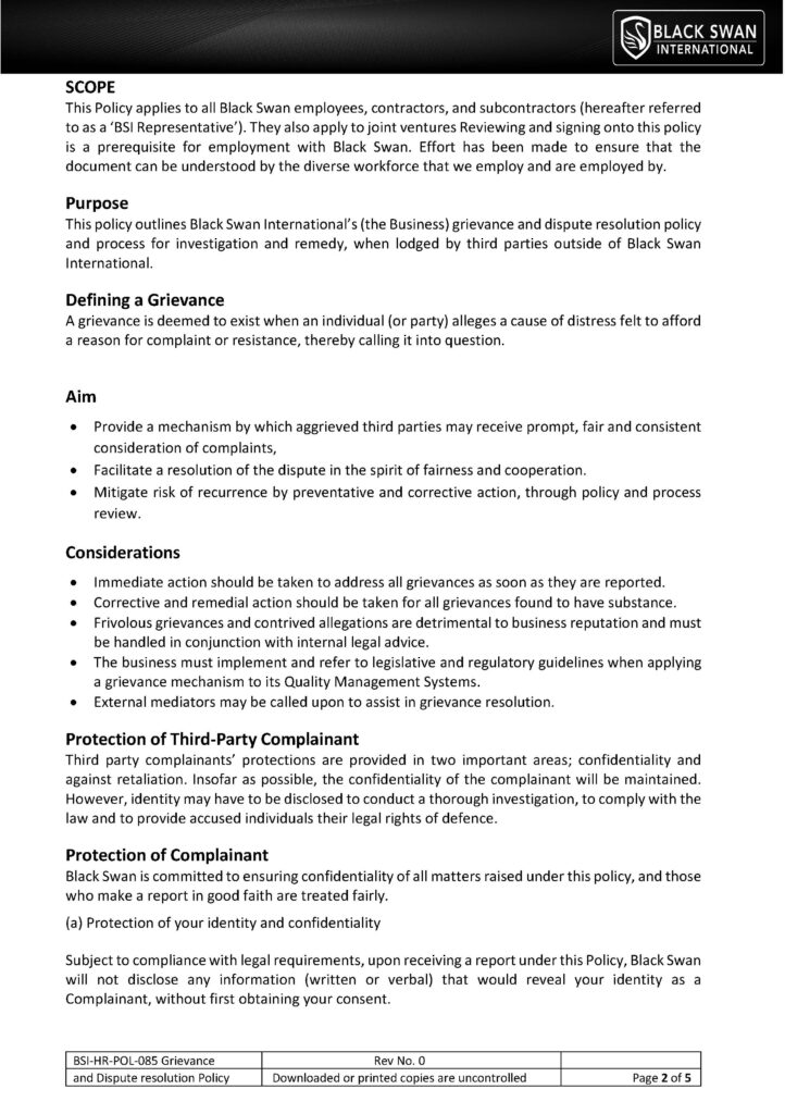 File a Complaint - Black Swan International